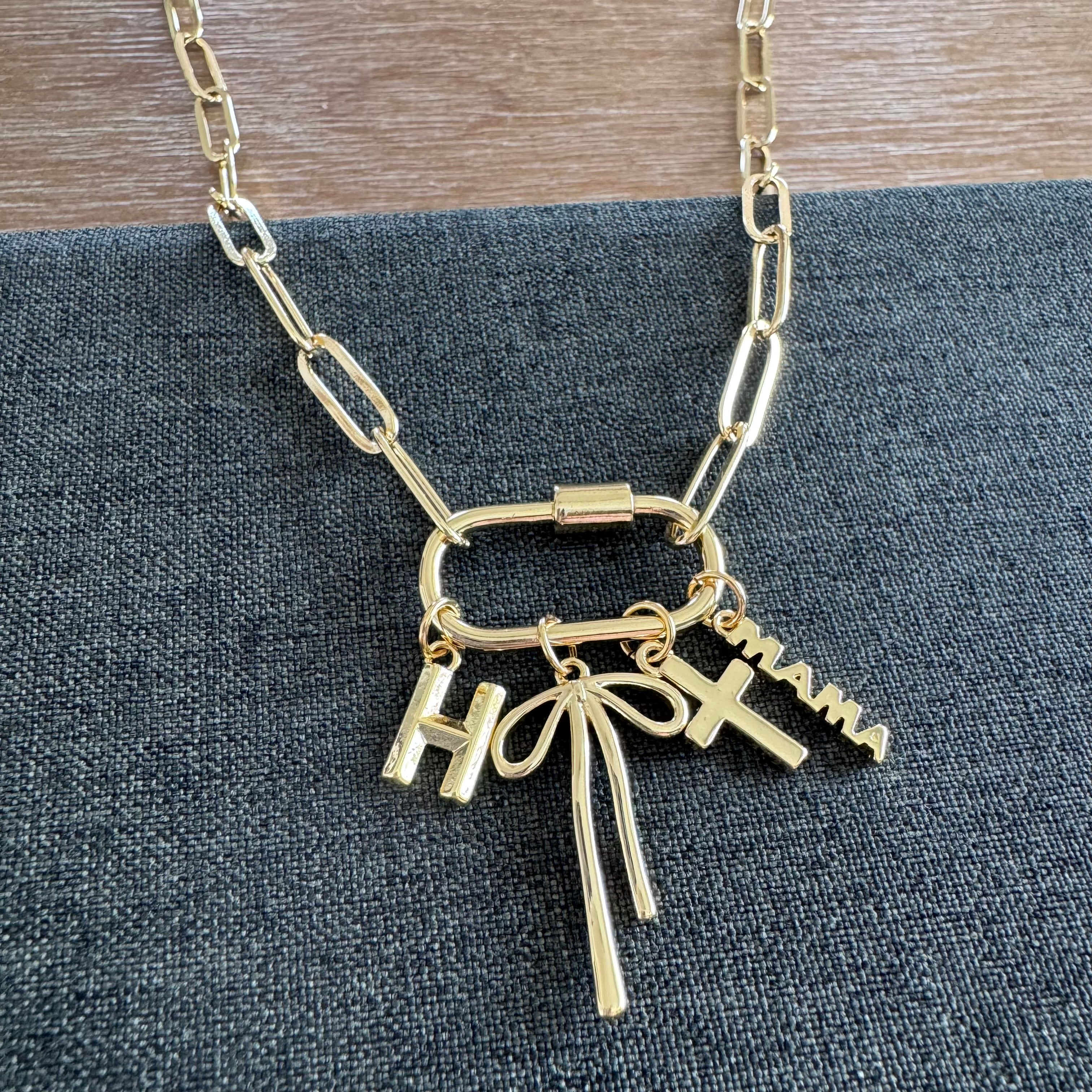 Haylee Mama Charm Carabiner Necklace