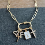 Franklin Carabiner Initial Mom Charm Necklace