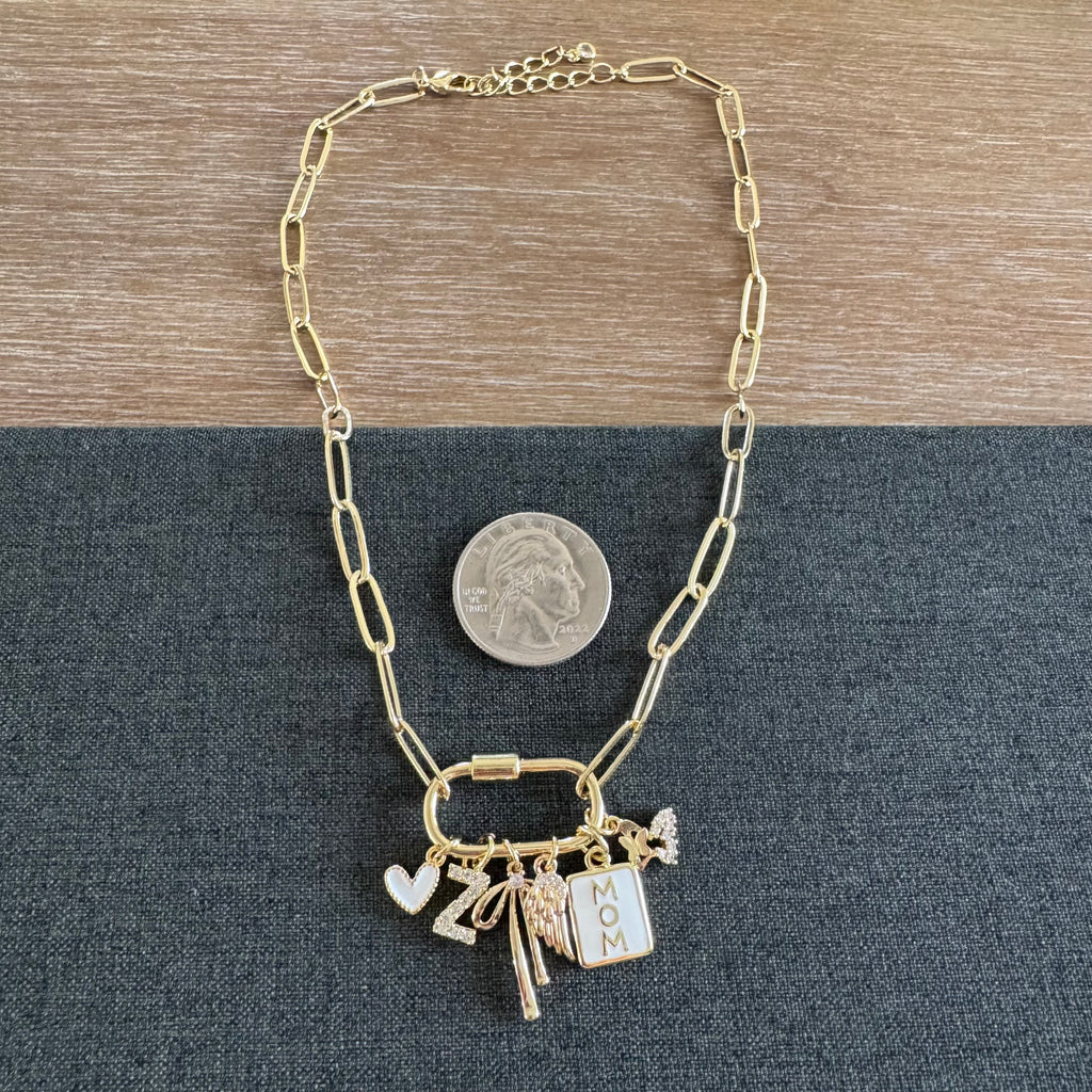 Zoe Carabiner Mom Charm Necklace