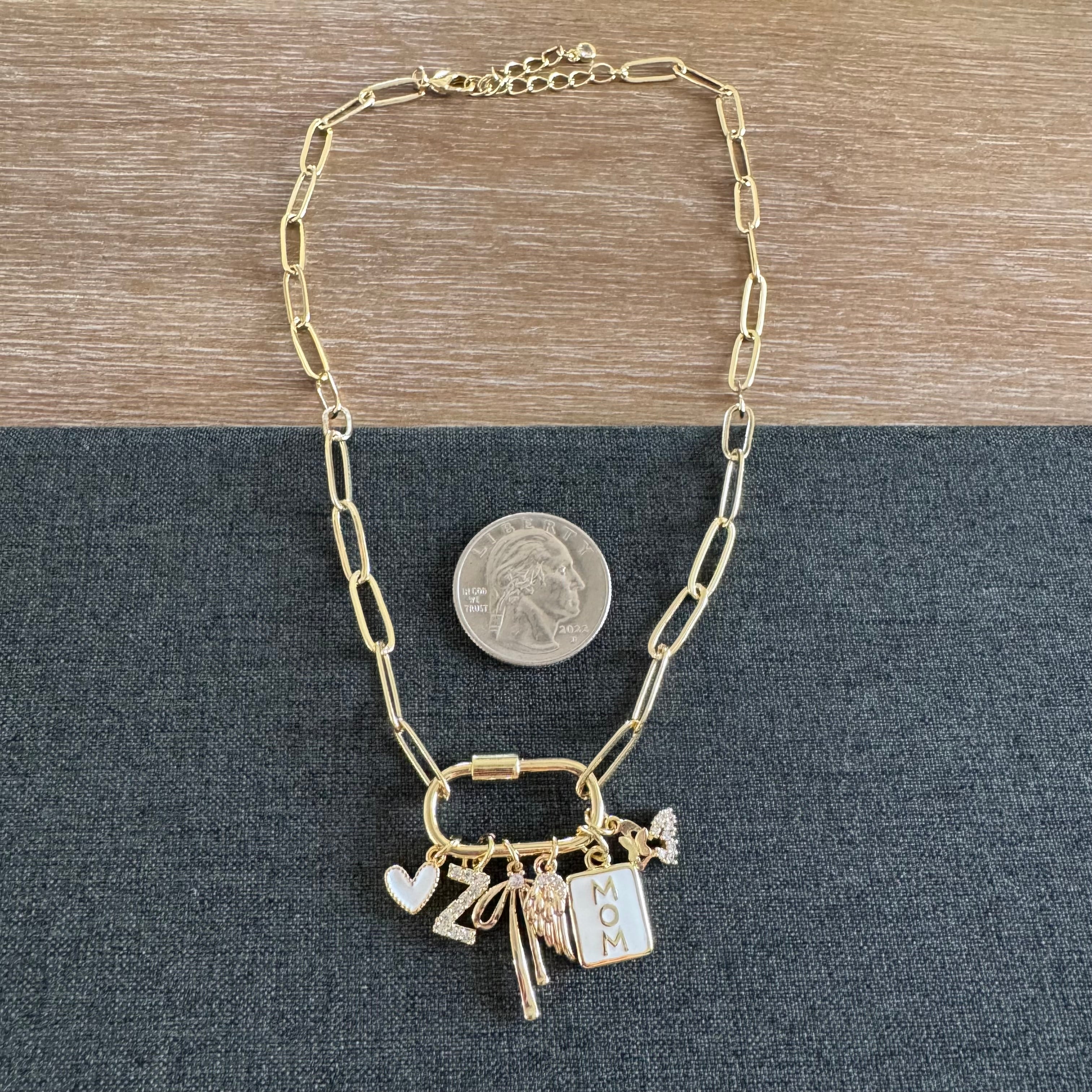 Zoe Carabiner Mom Charm Necklace