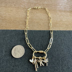 Kolee Carabiner Initial Dragonfly Charm Necklace