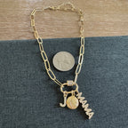 Basketball Mama Charm Necklace Golden