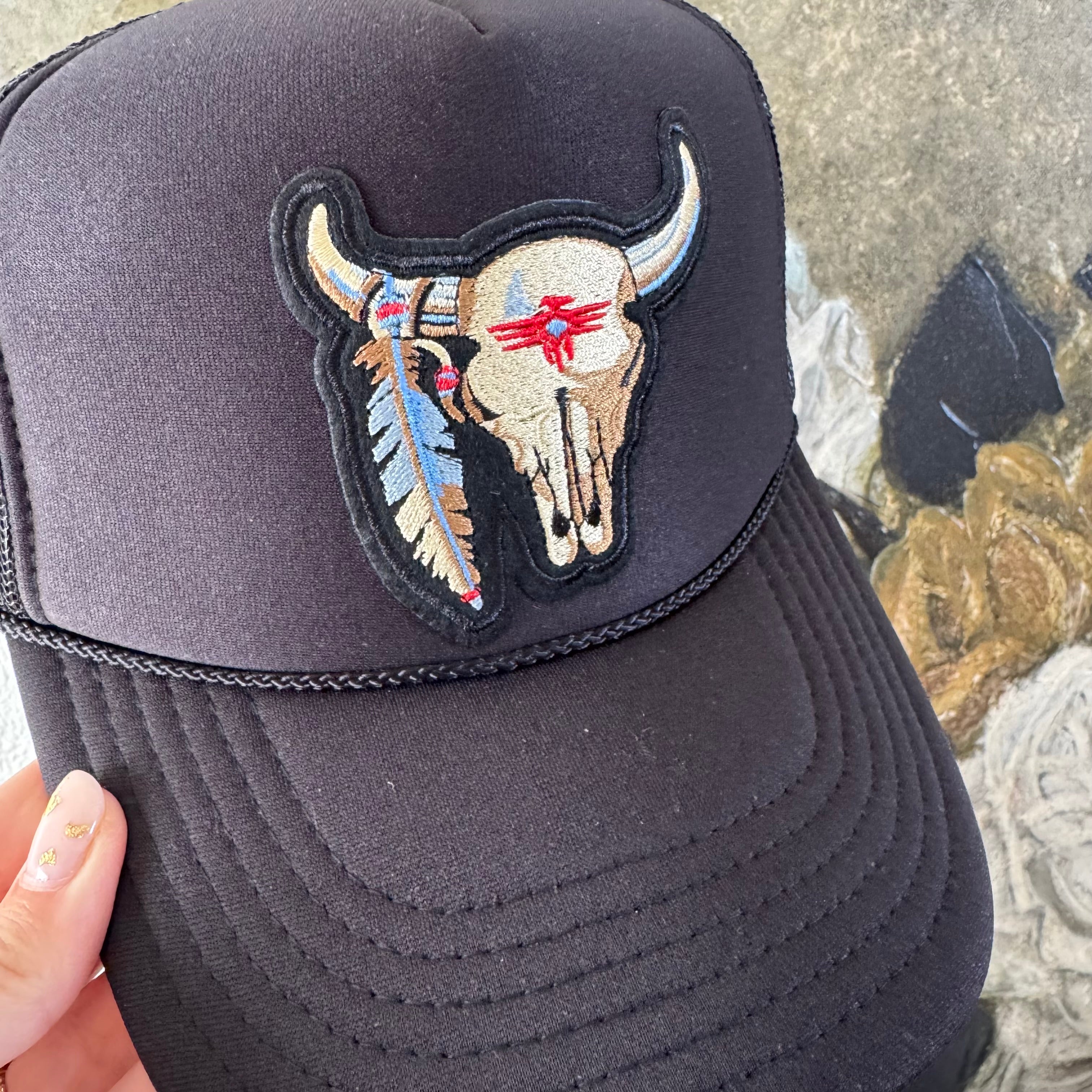 Boho Longhorn Black Hat