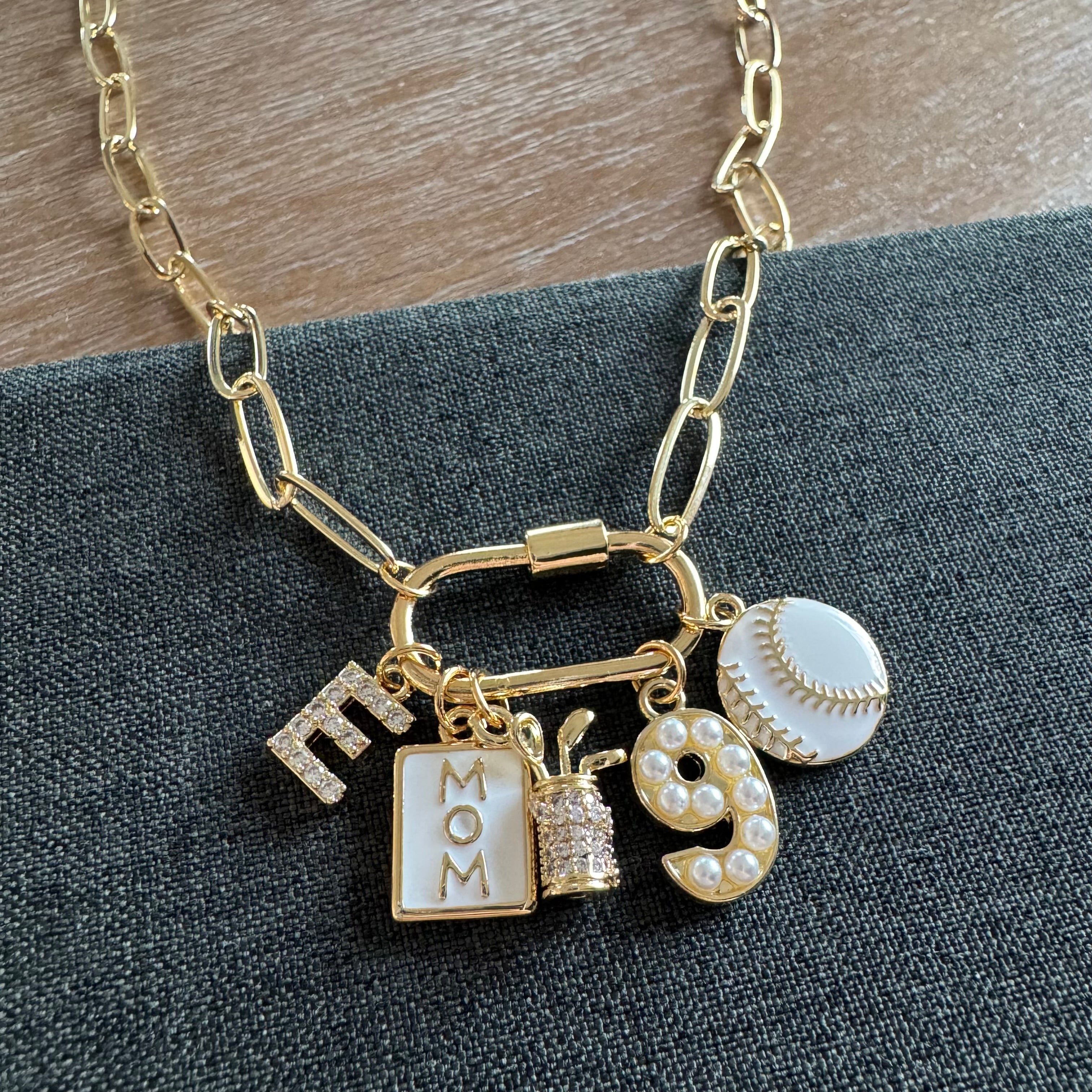 Baseball Mom Golf Mom Carabiner Necklace