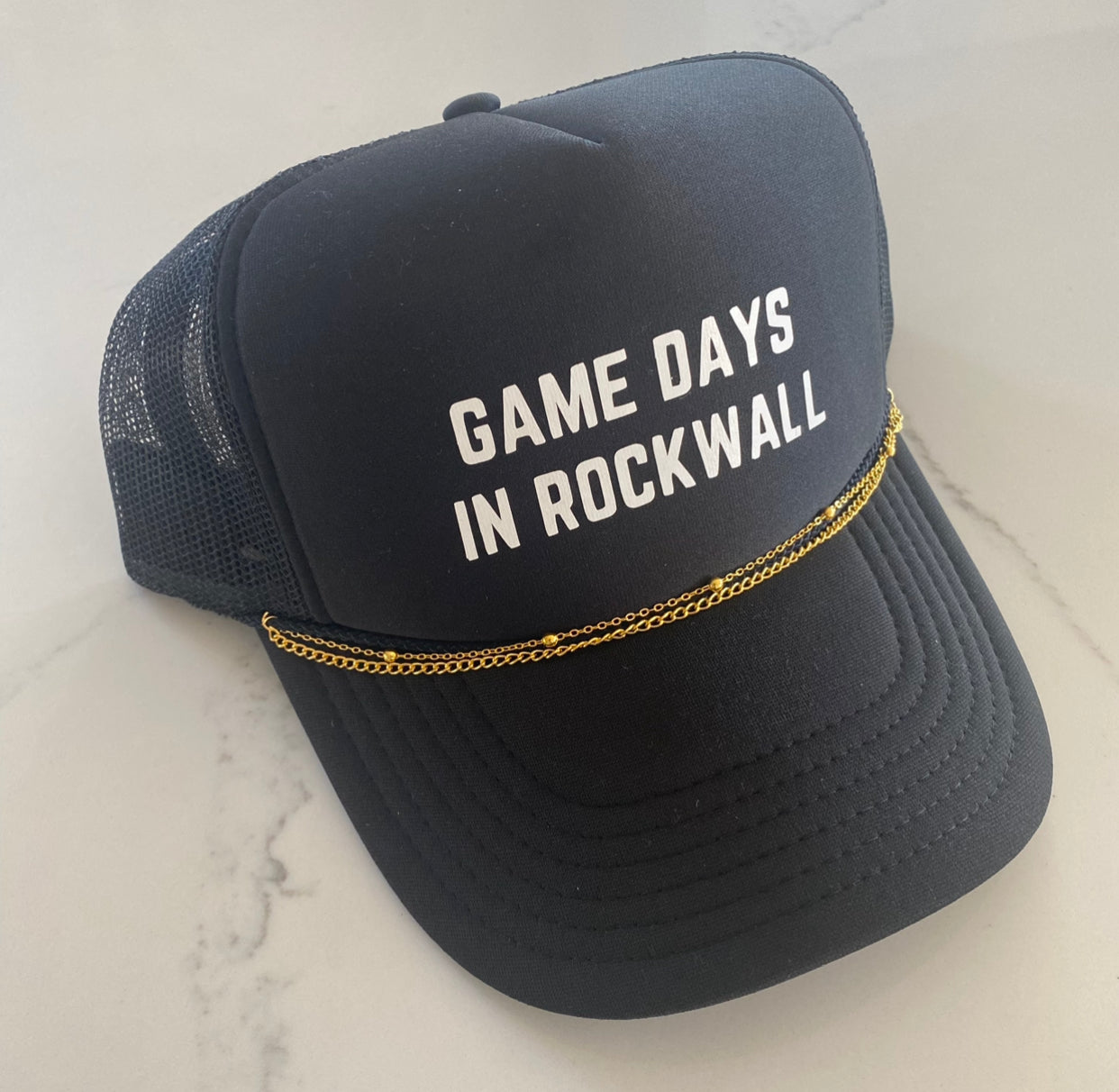 Game Days in Rockwall Black Hat with hat chain