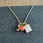 Casen Round Basketball Mom Necklace Gold