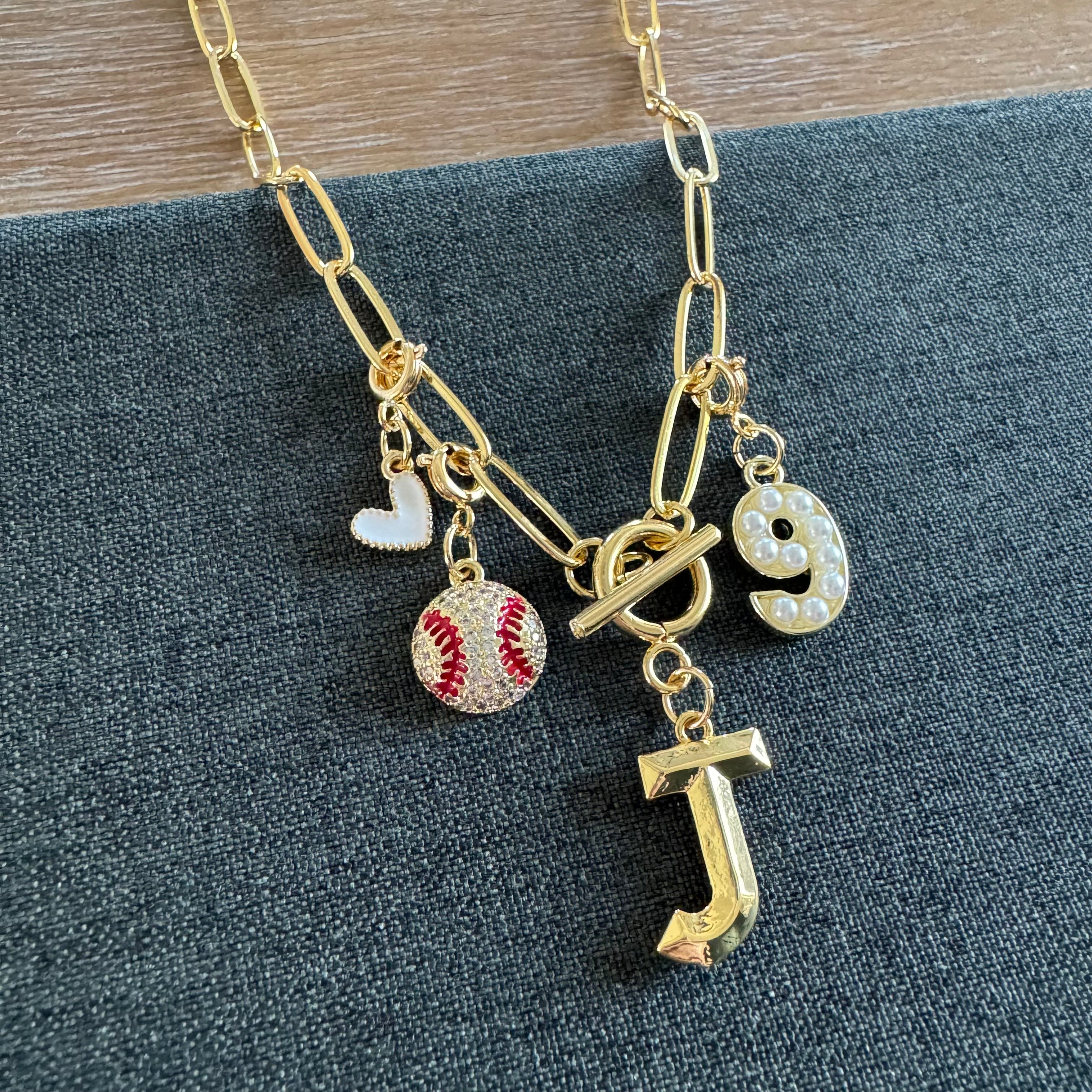 Baseball Bling Charm Necklace