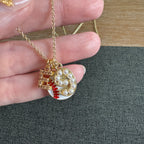Baseball Initial and Pearl Number Necklace