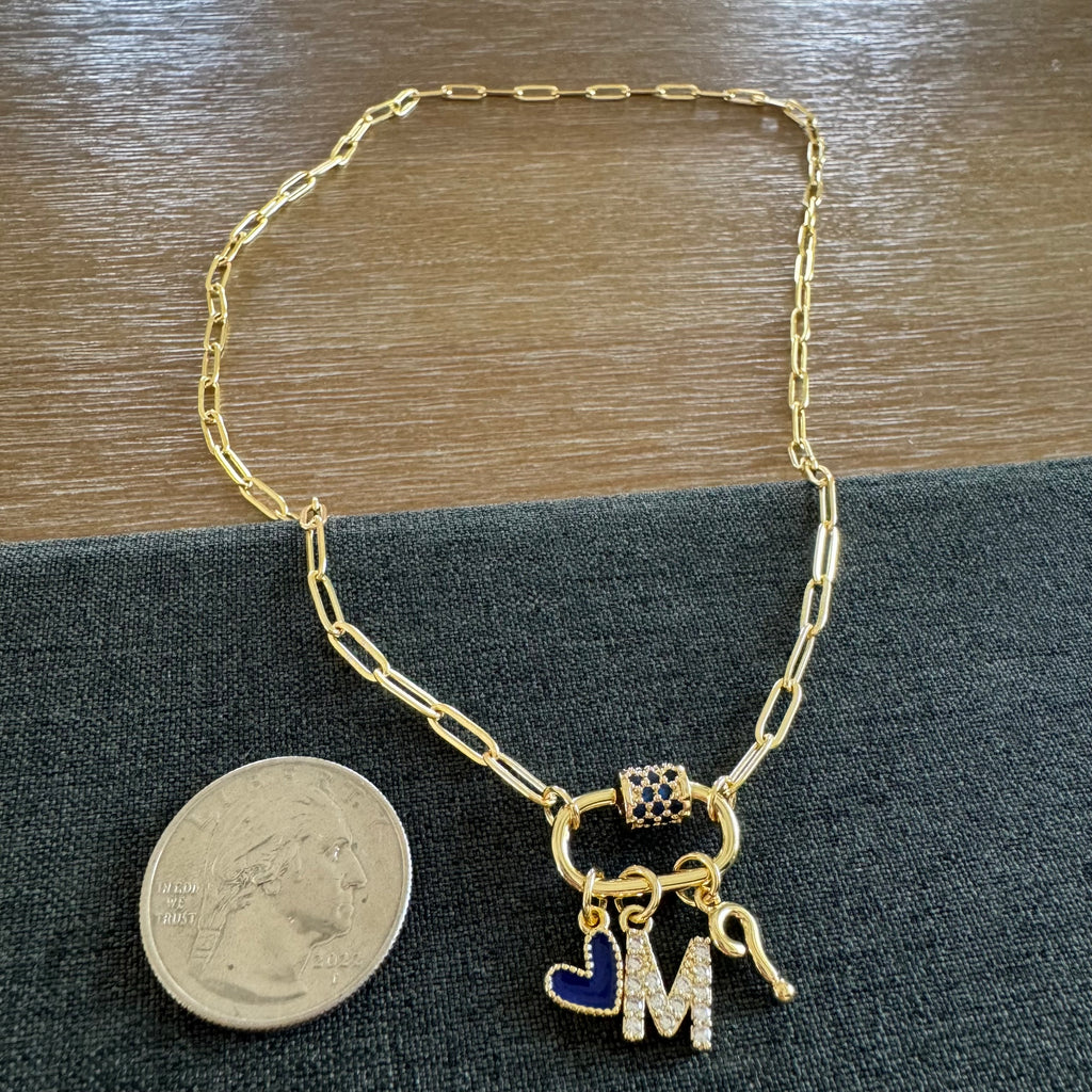 Blue Heart Carabiner Necklace