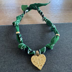 Lincoln Leopard Heart Charm Bandana Necklace Green