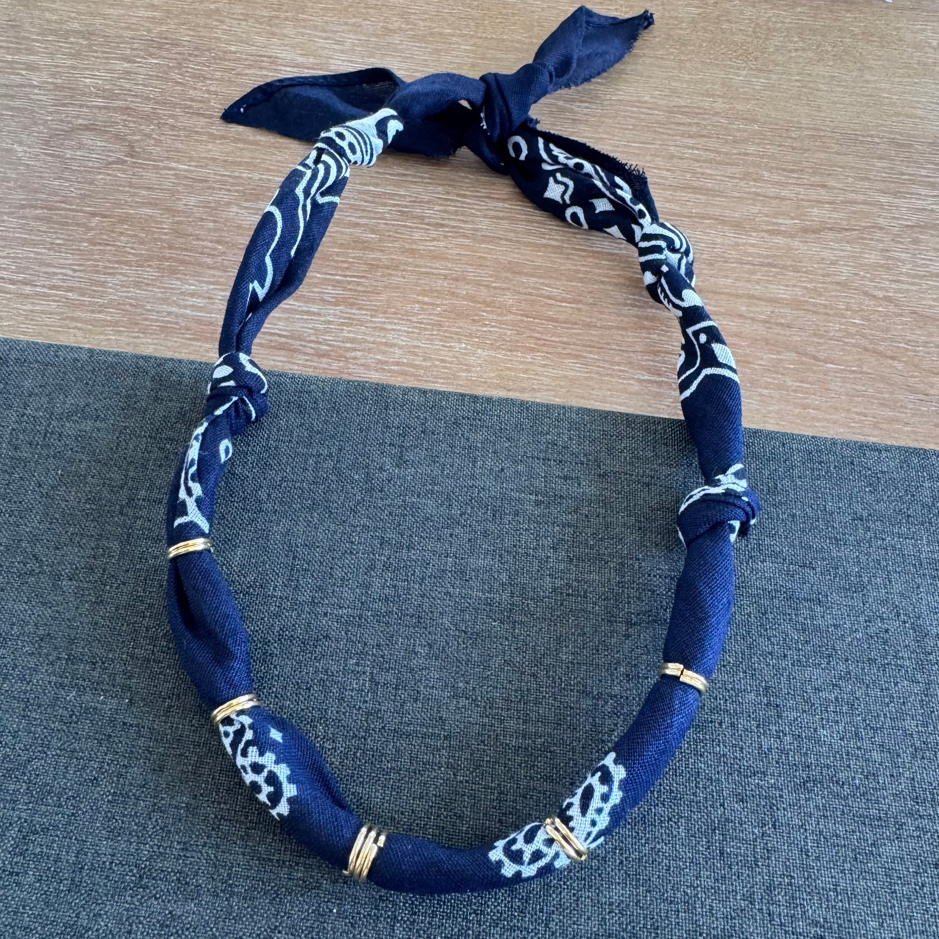 Premade Bandana Necklace Navy Blue