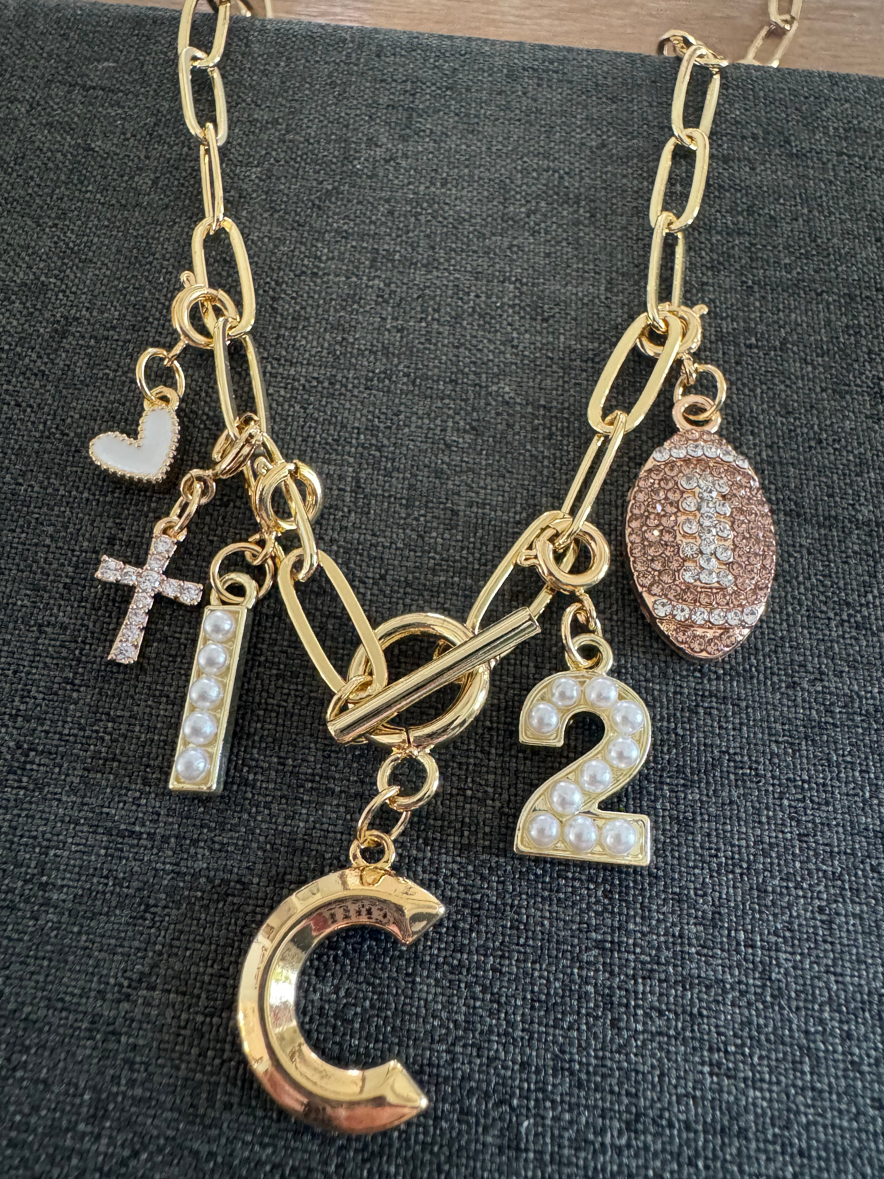 Football Cross Number Necklace