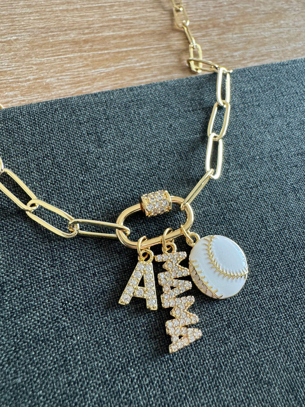 Baseball Mama Charm White Ball Necklace