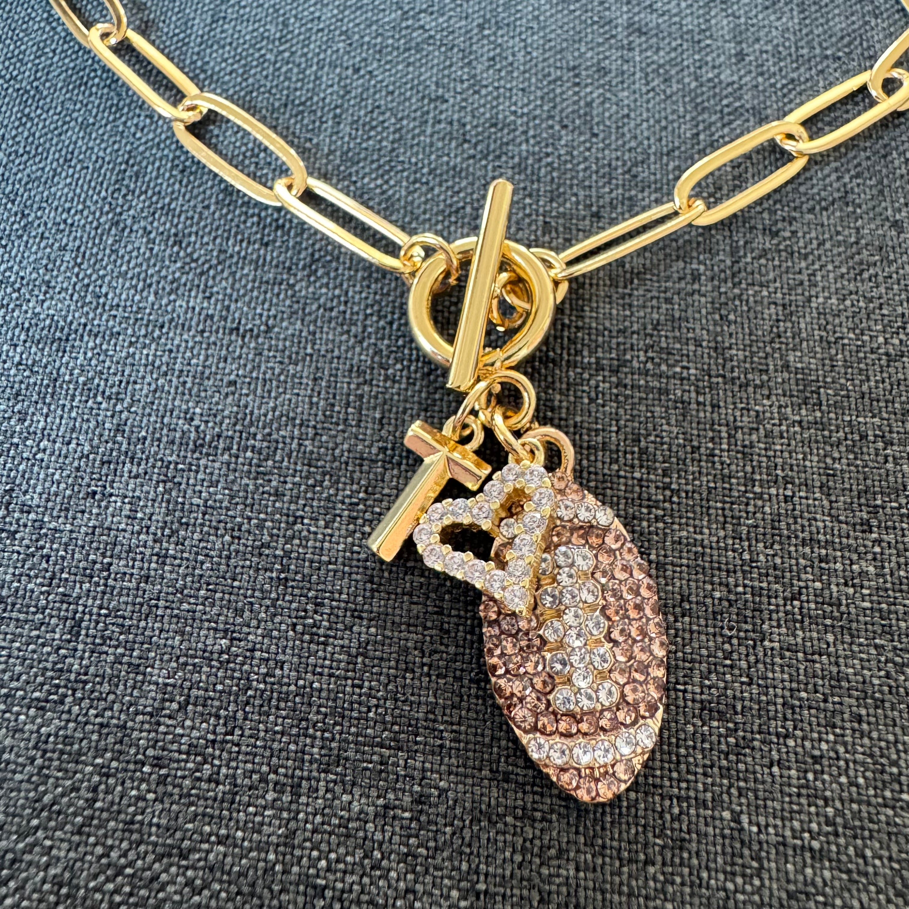 Football Layered Initial Necklace