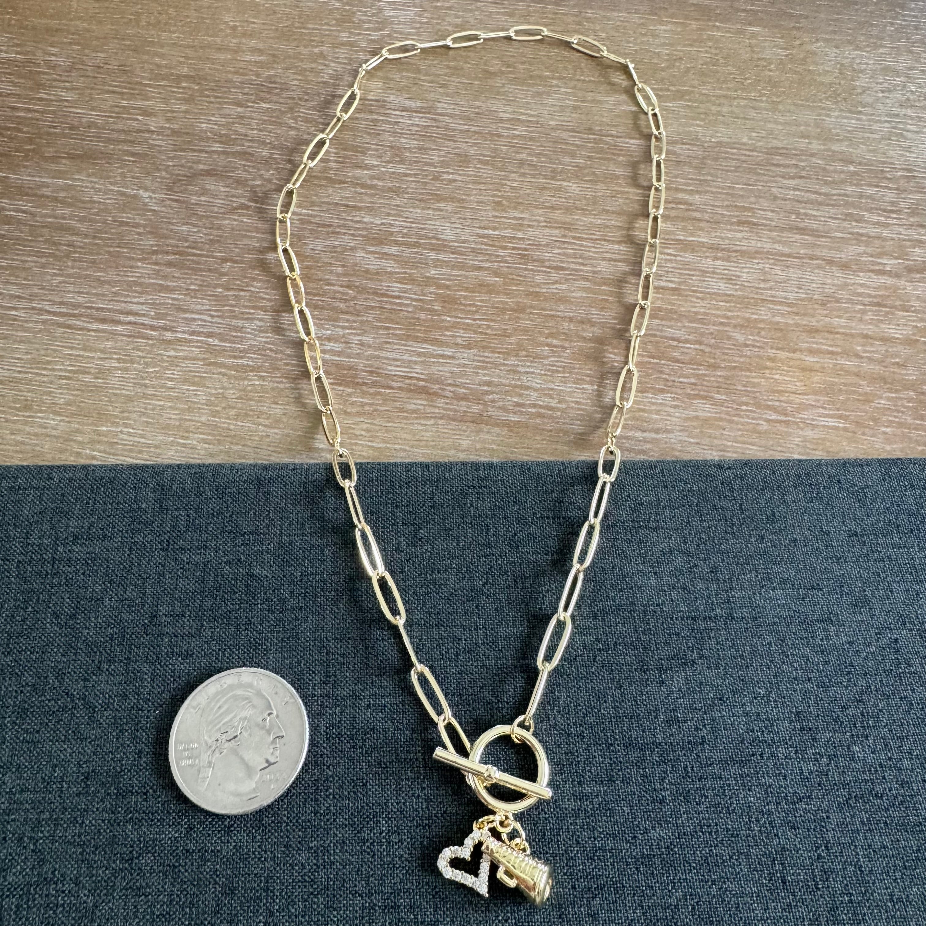 Cheerleader Megaphone Charm Necklace