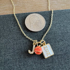 Casen Round Basketball Mom Necklace Stone Gold