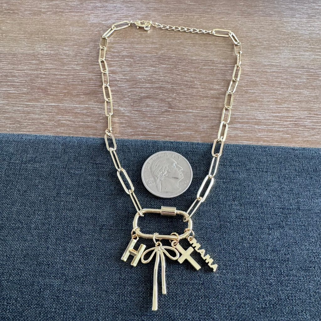 Haylee Mama Charm Carabiner Necklace