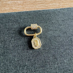 Custom Small Rhinestone Letter Charm Tag Carabiner