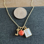 Casen Round Basketball Mom Necklace Gold