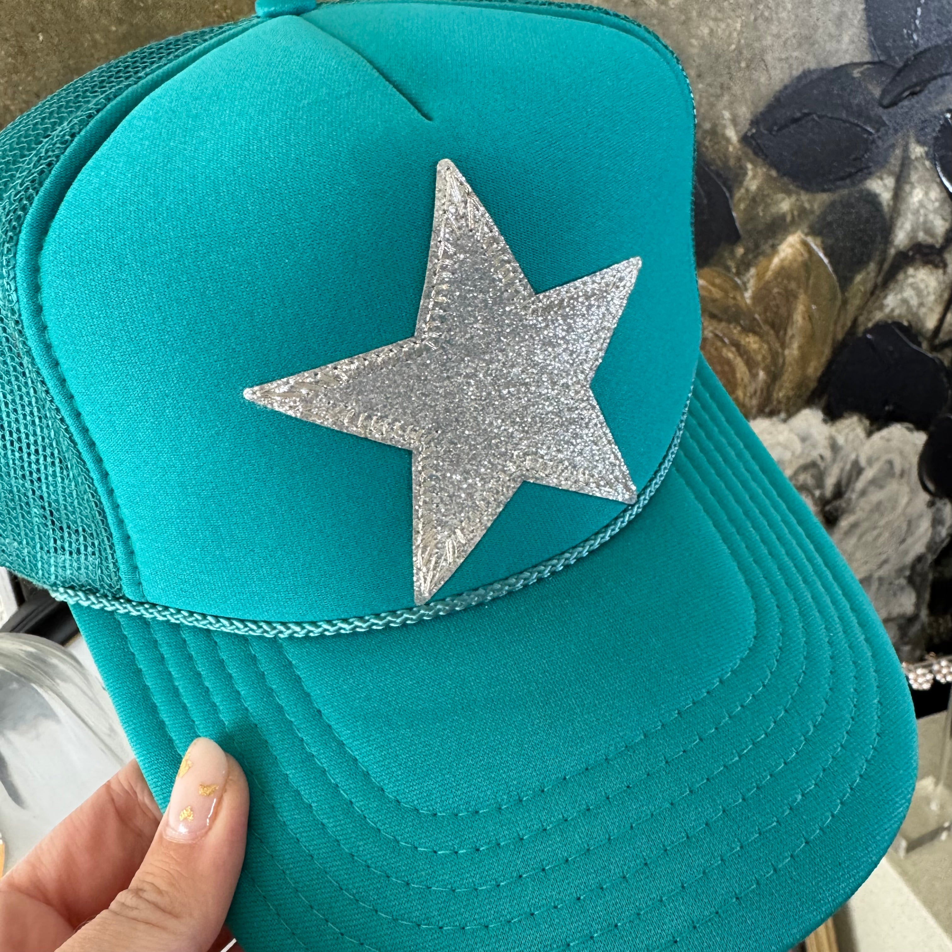 Silver Star Teal Hat