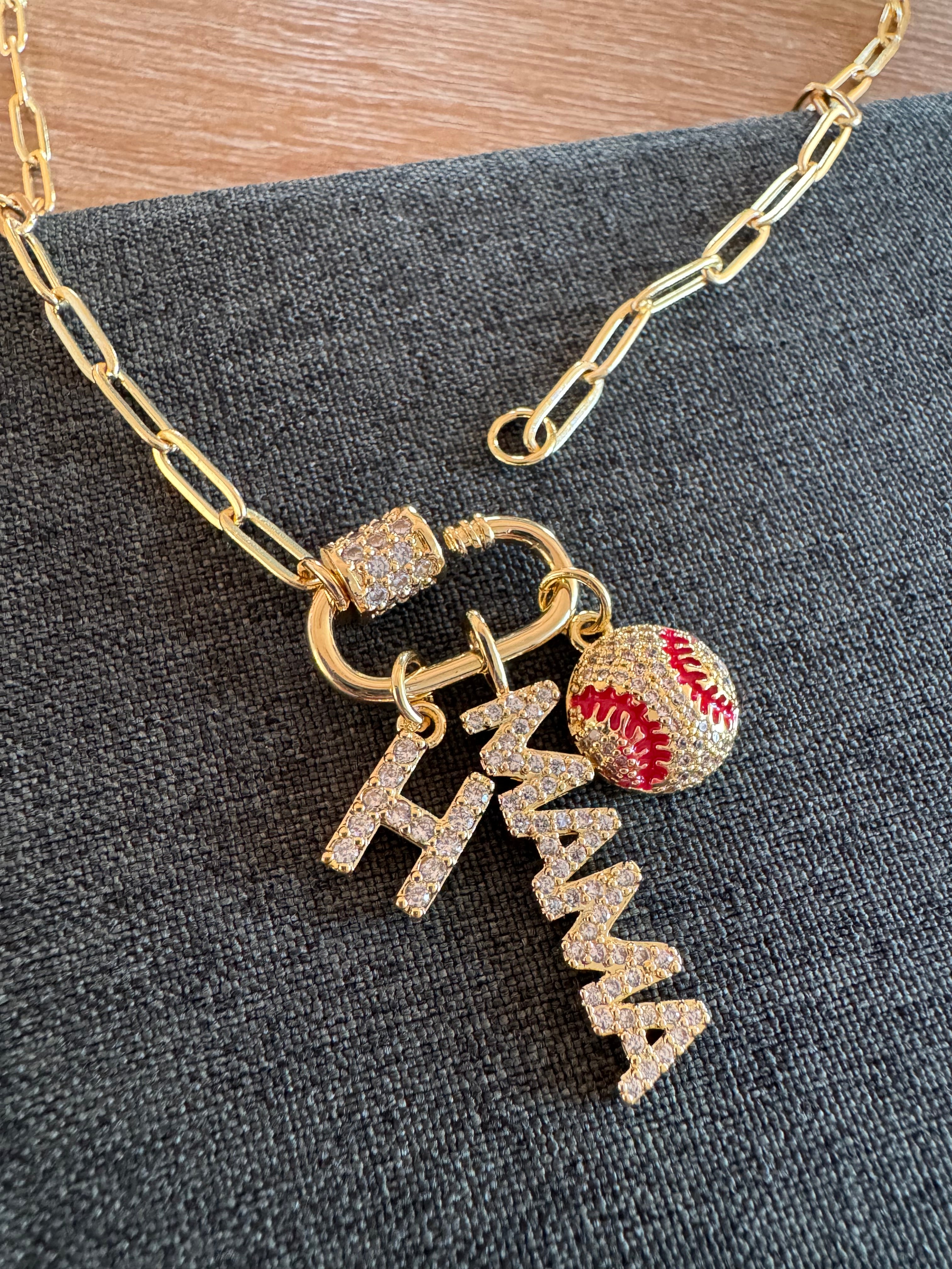 Baseball Mama Charm Necklace