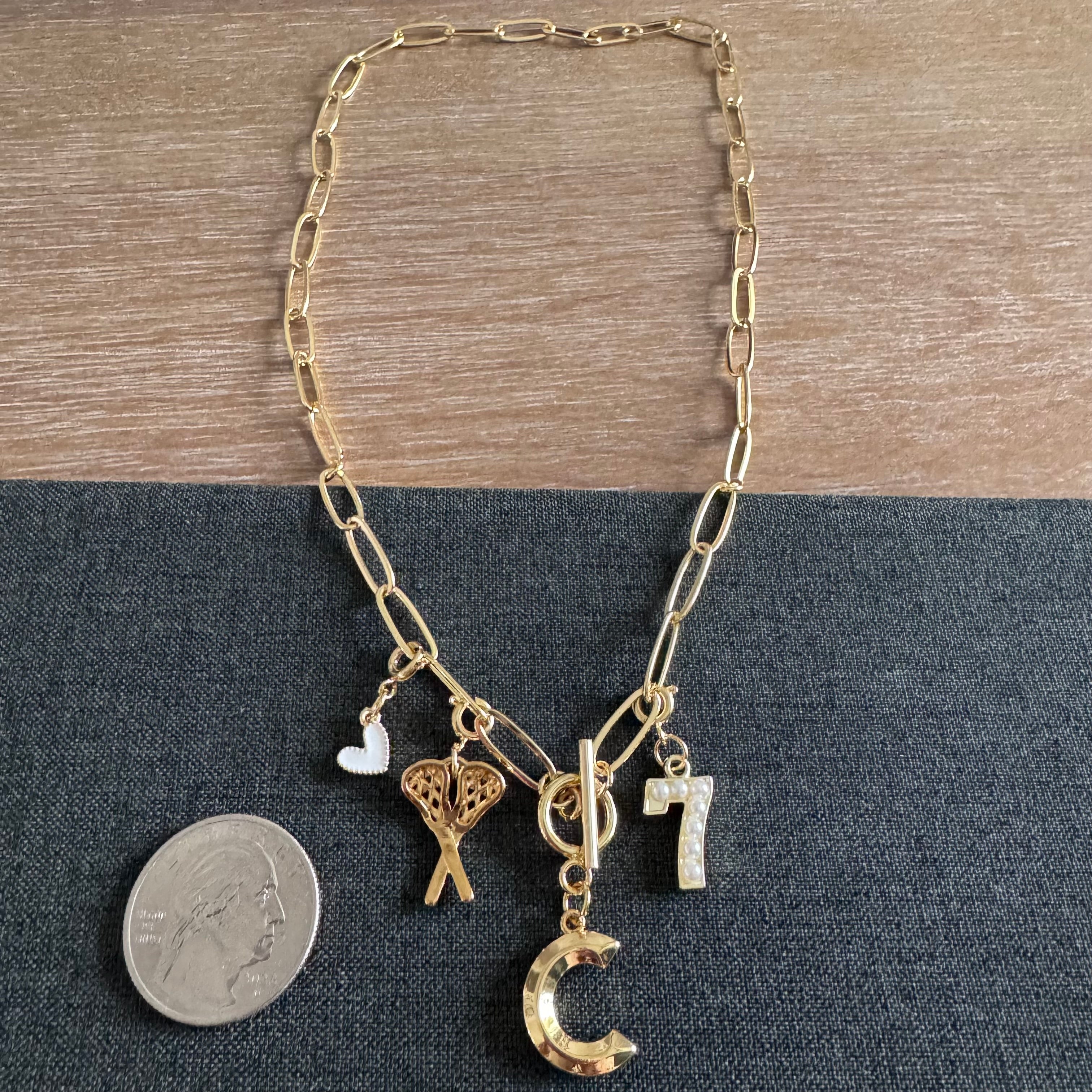 Lacrosse Sticks Number Necklace