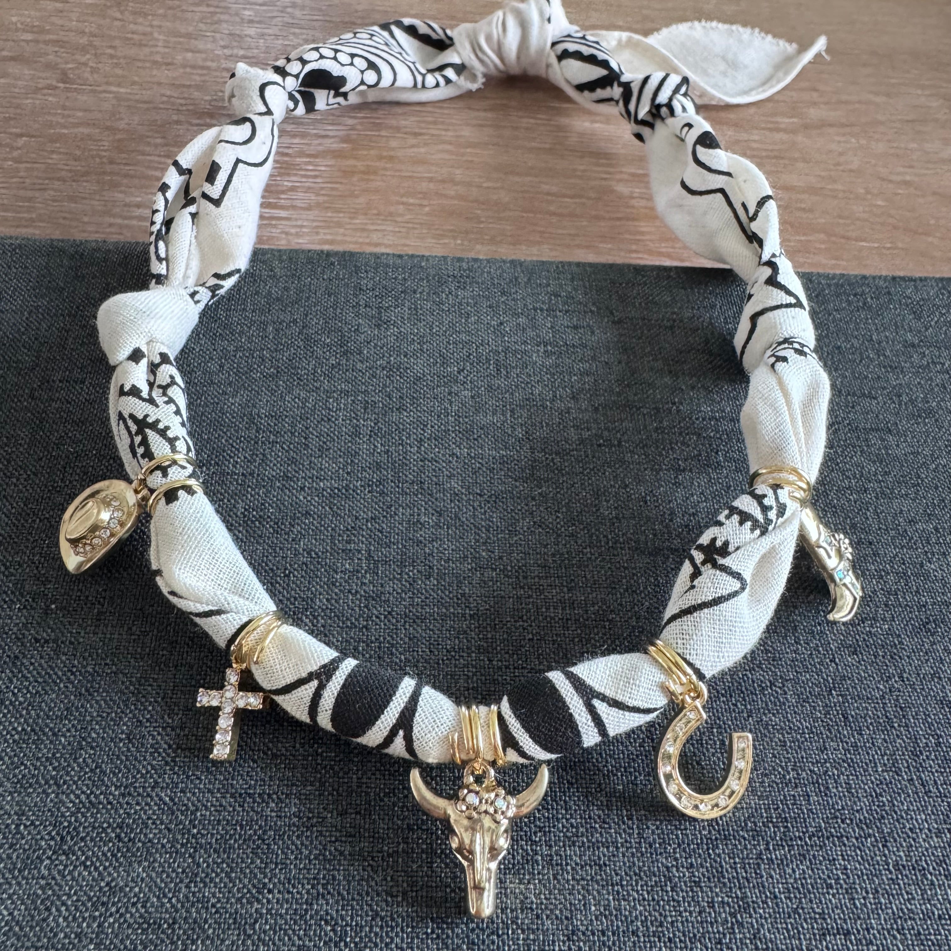Rodeo Bandana Charm Necklace Cream