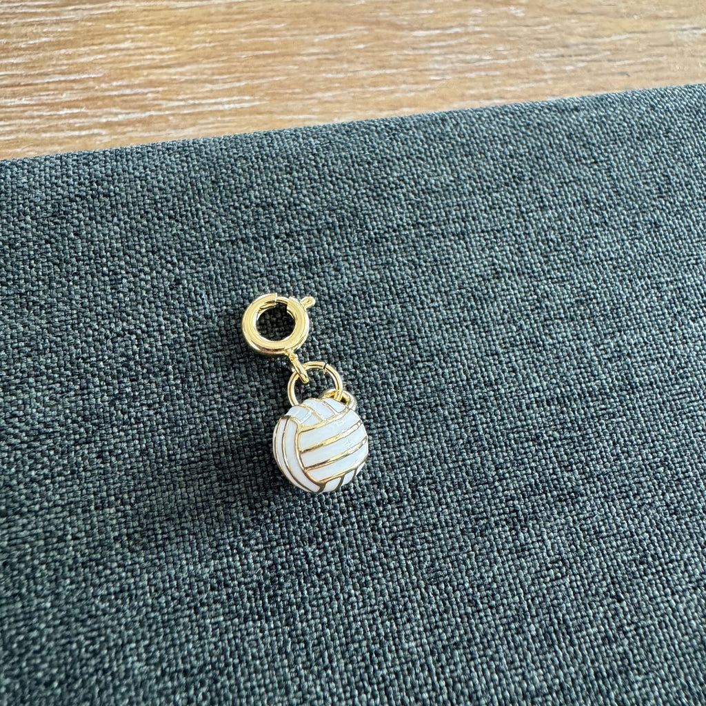 White Volleyball Charm with clasp