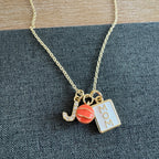 Casen Round Basketball Mom Necklace Stone Gold