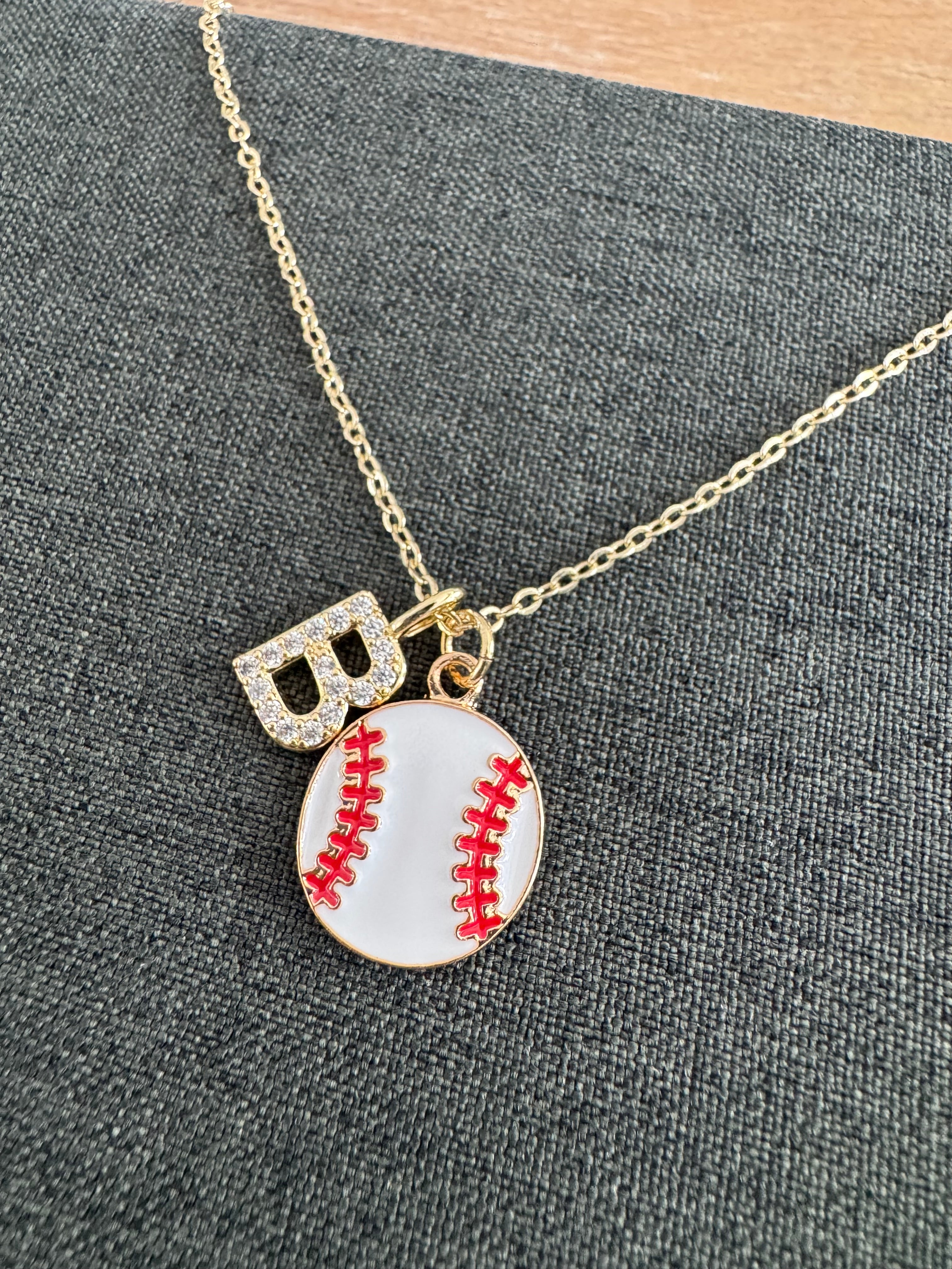 Baseball Initial Necklace