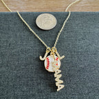 Baseball Two Initials Mama Necklace