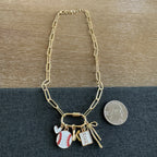 Knox Carabiner Initial Baseball Mom Charm Necklace