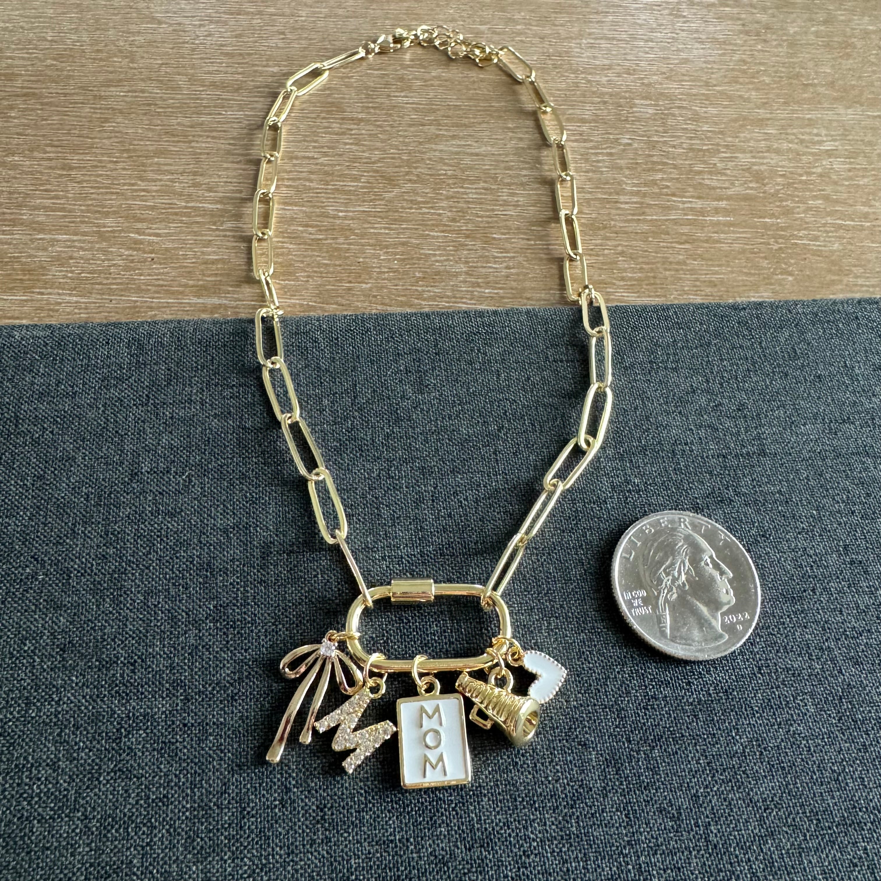 Madison Cheer Mom Carabiner Charm Necklace