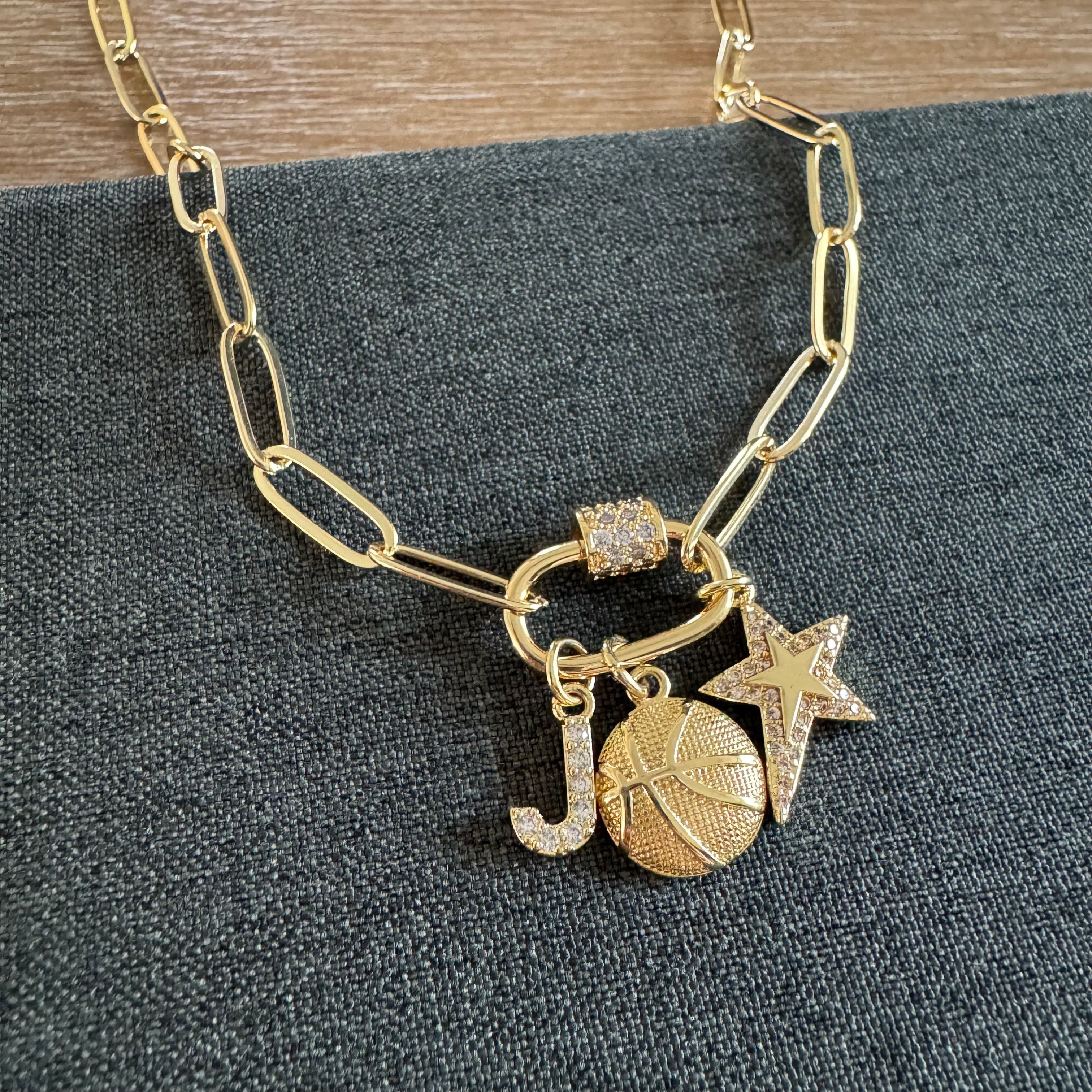 Basketball Star Charm Necklace Golden