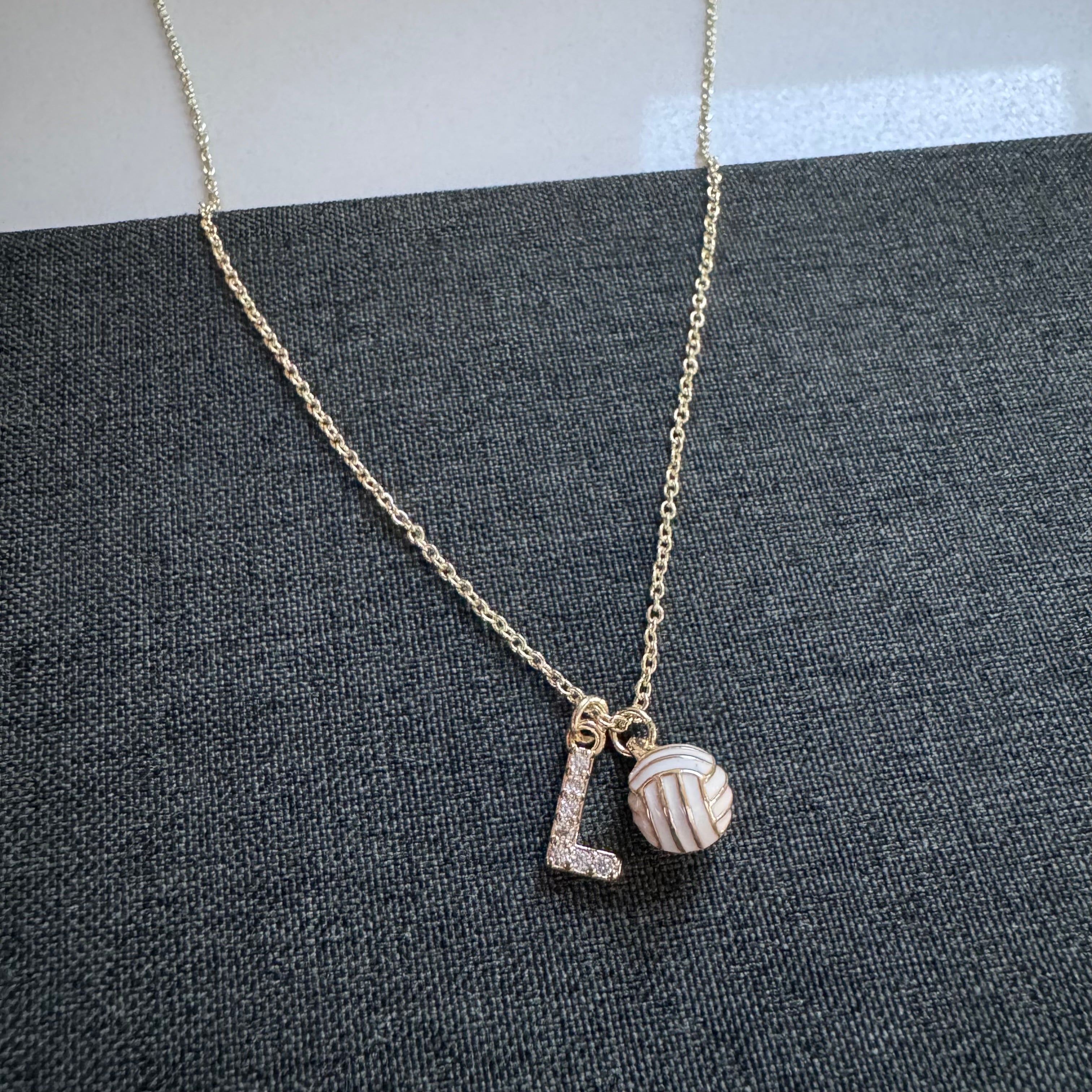 Volleyball Initial Casen Necklace