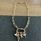 Kolee Carabiner Initial Dragonfly Charm Necklace