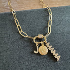 Basketball Mama Charm Necklace Golden