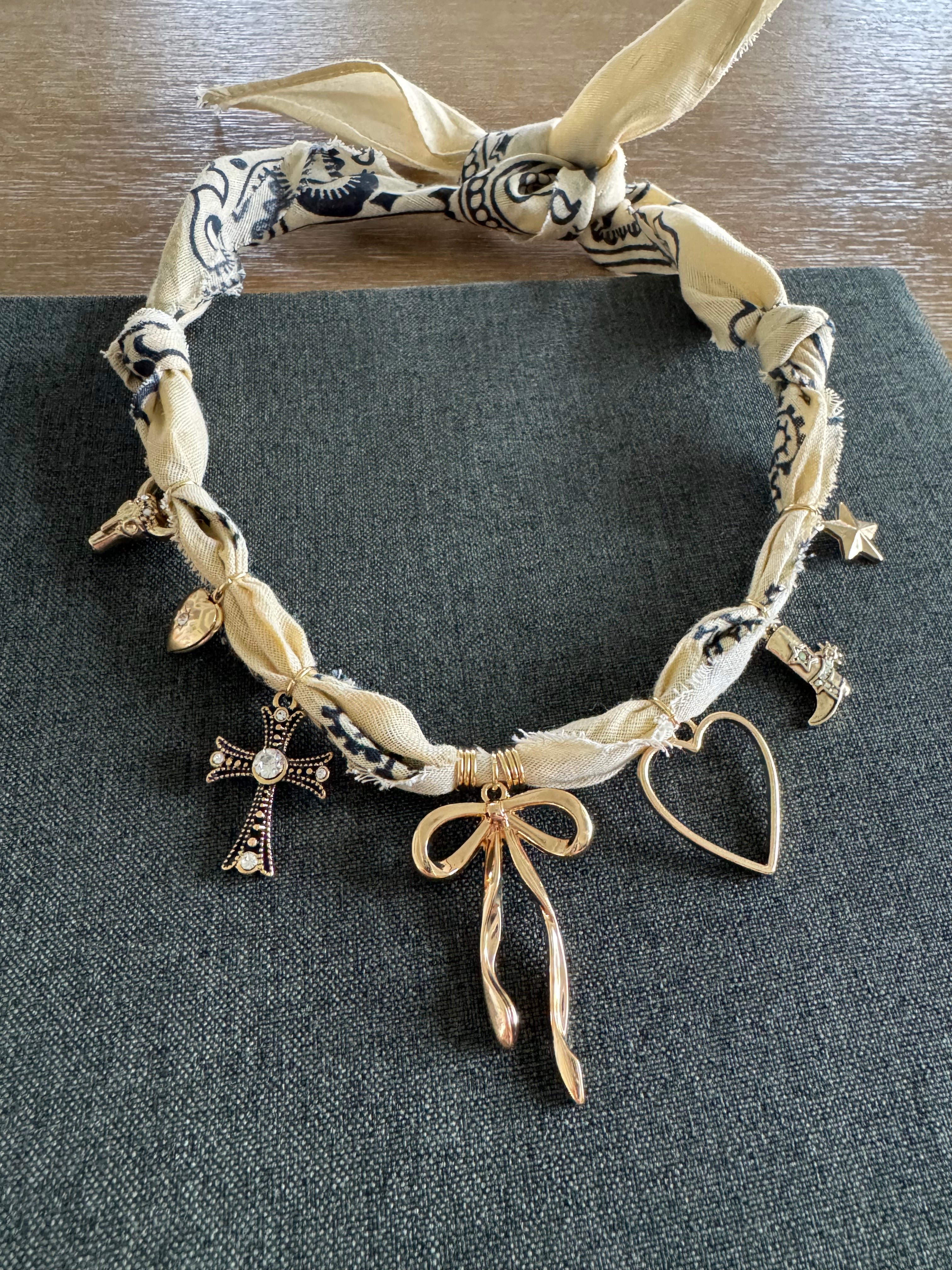 Bow Western Bandana Charm Necklace