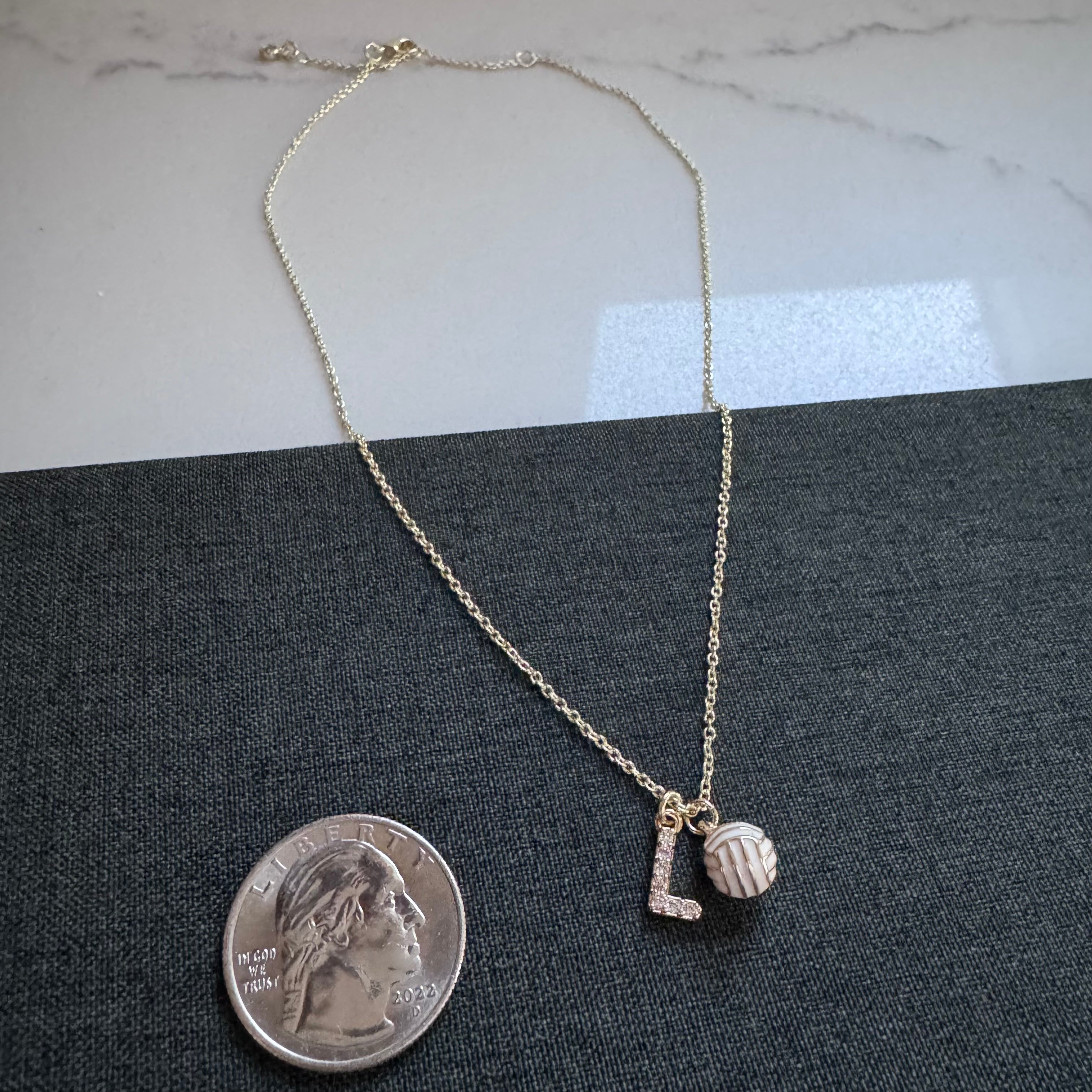 Volleyball Initial Casen Necklace