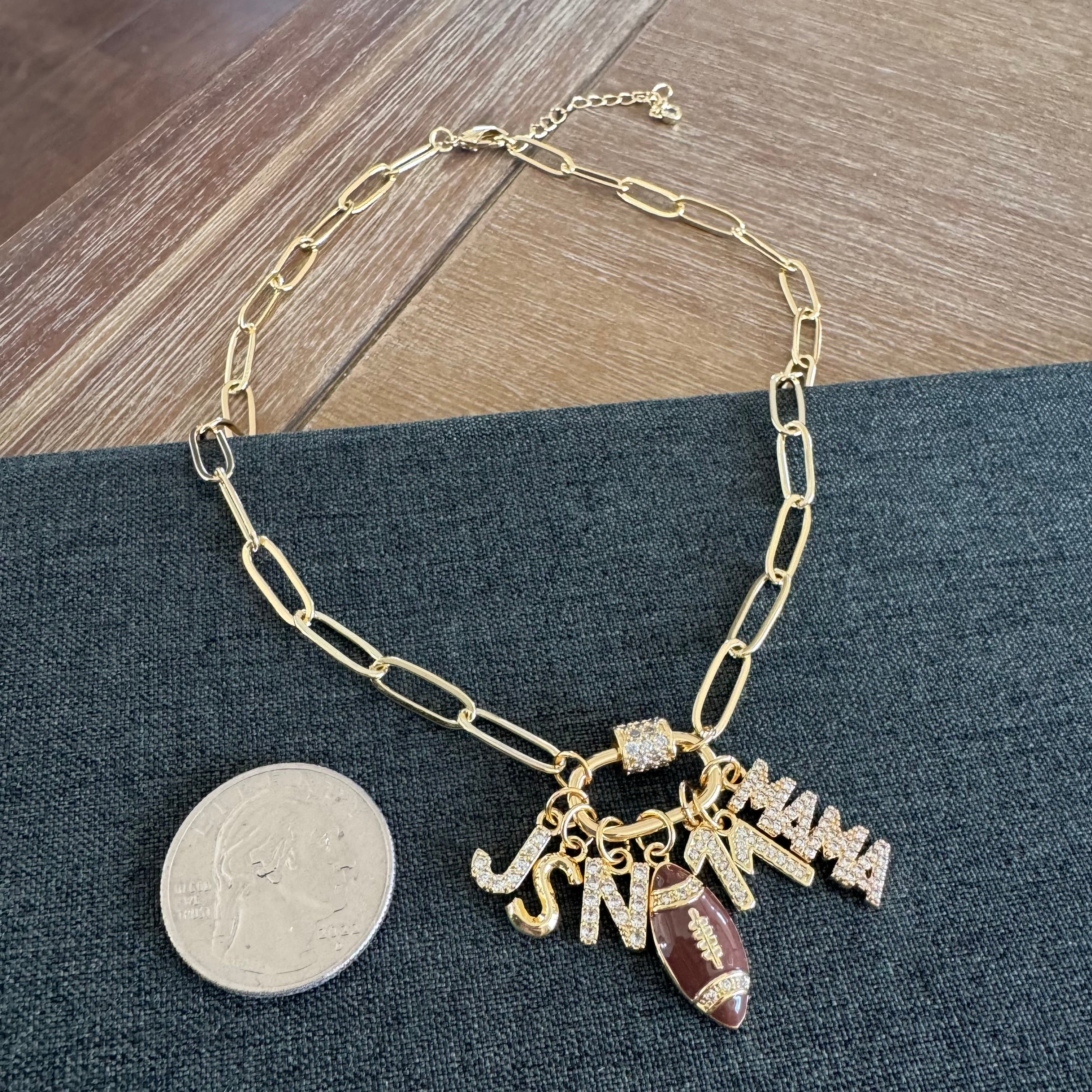 JSN Super Bowl Mama Football Carabiner Necklace