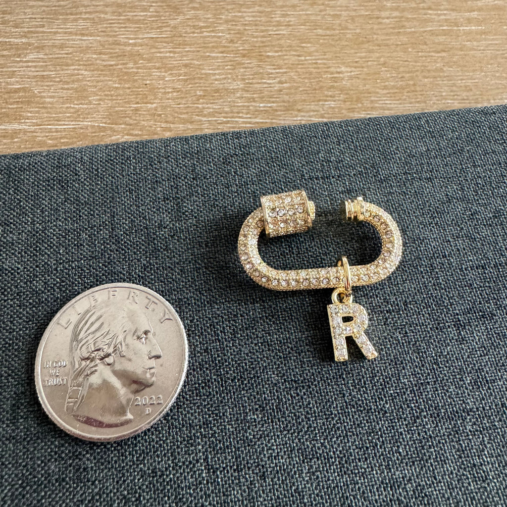 Stone Initial Bling Carabiner
