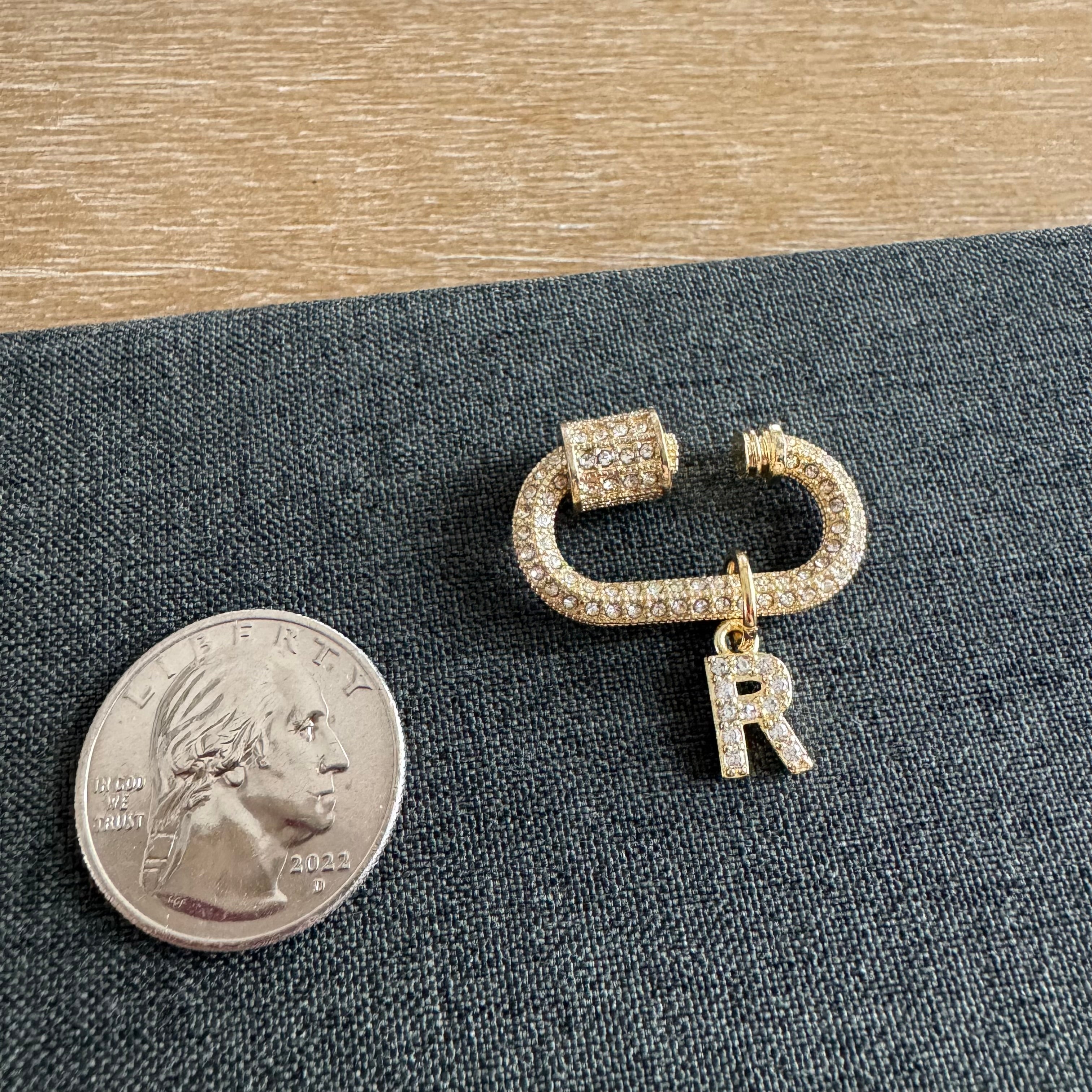 Stone Initial Bling Carabiner