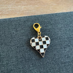Checkered Point Heart Shoe Charm