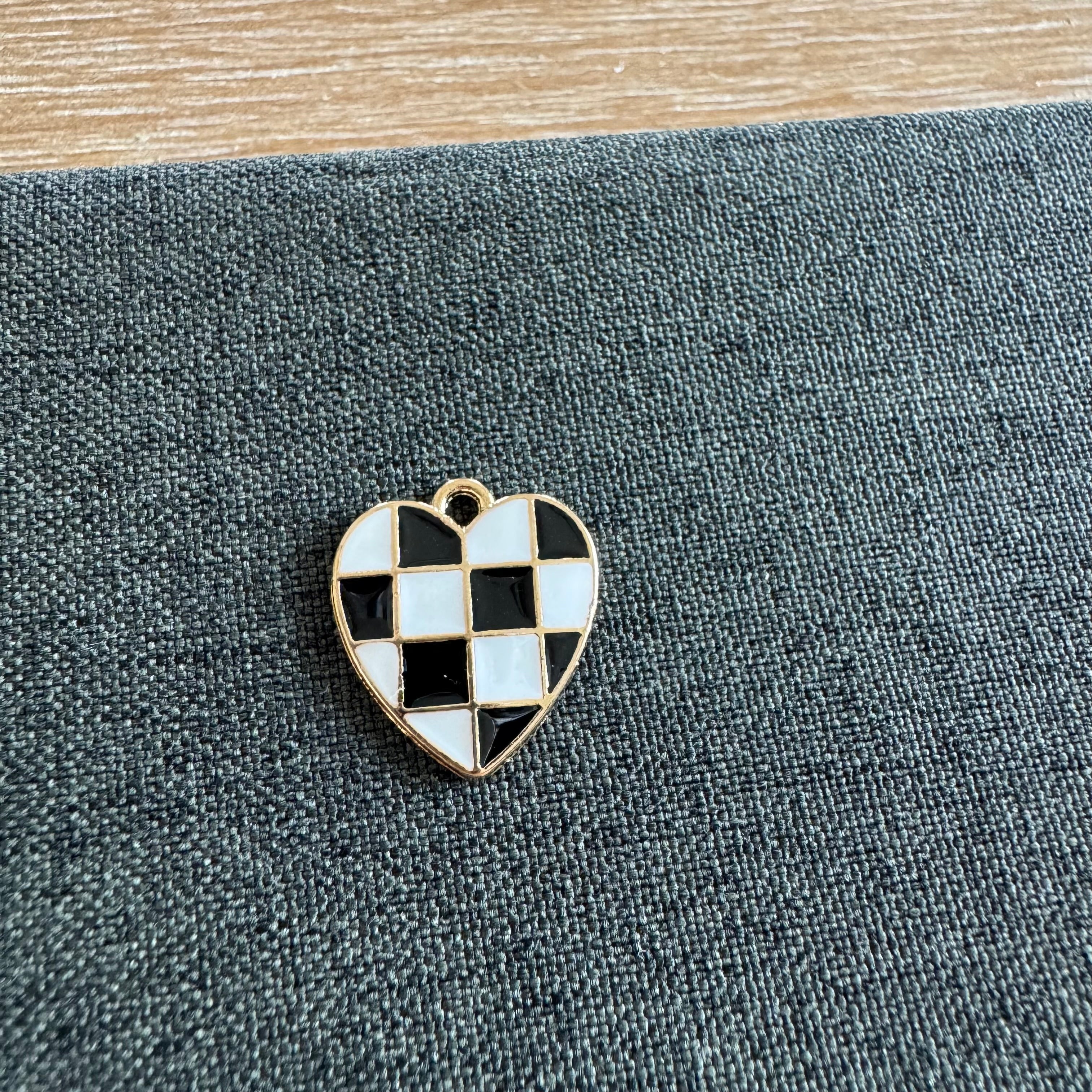 Checkered Heart Charm
