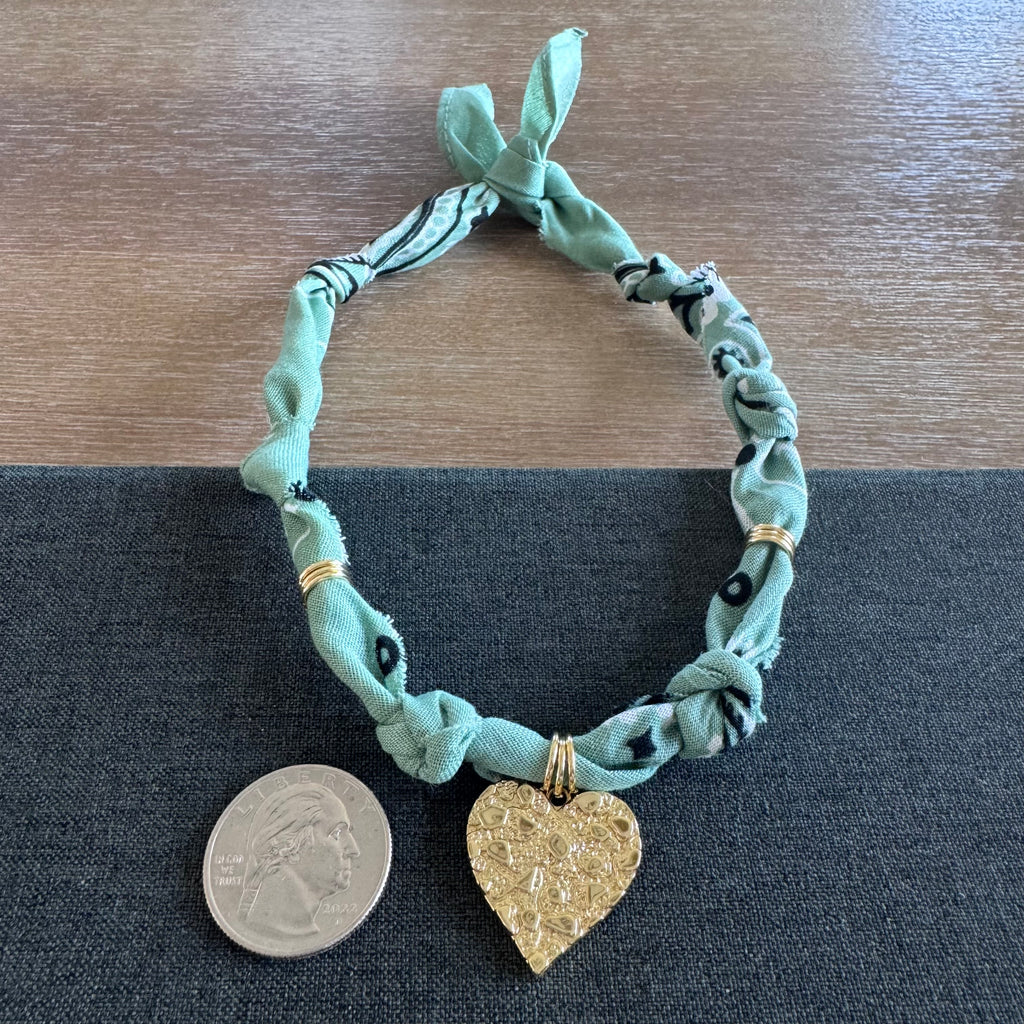 Lincoln Leopard Heart Charm Bandana Necklace Light Green