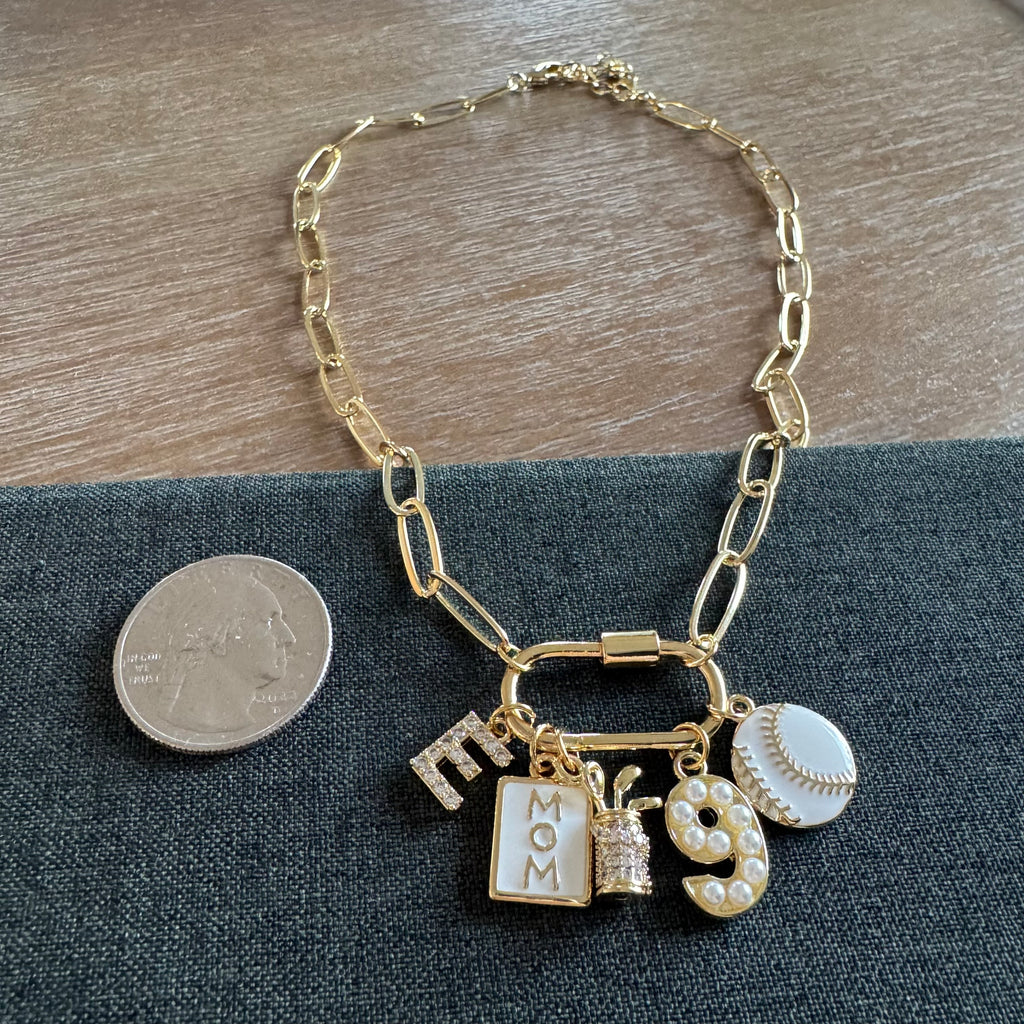 Baseball Mom Golf Mom Carabiner Necklace