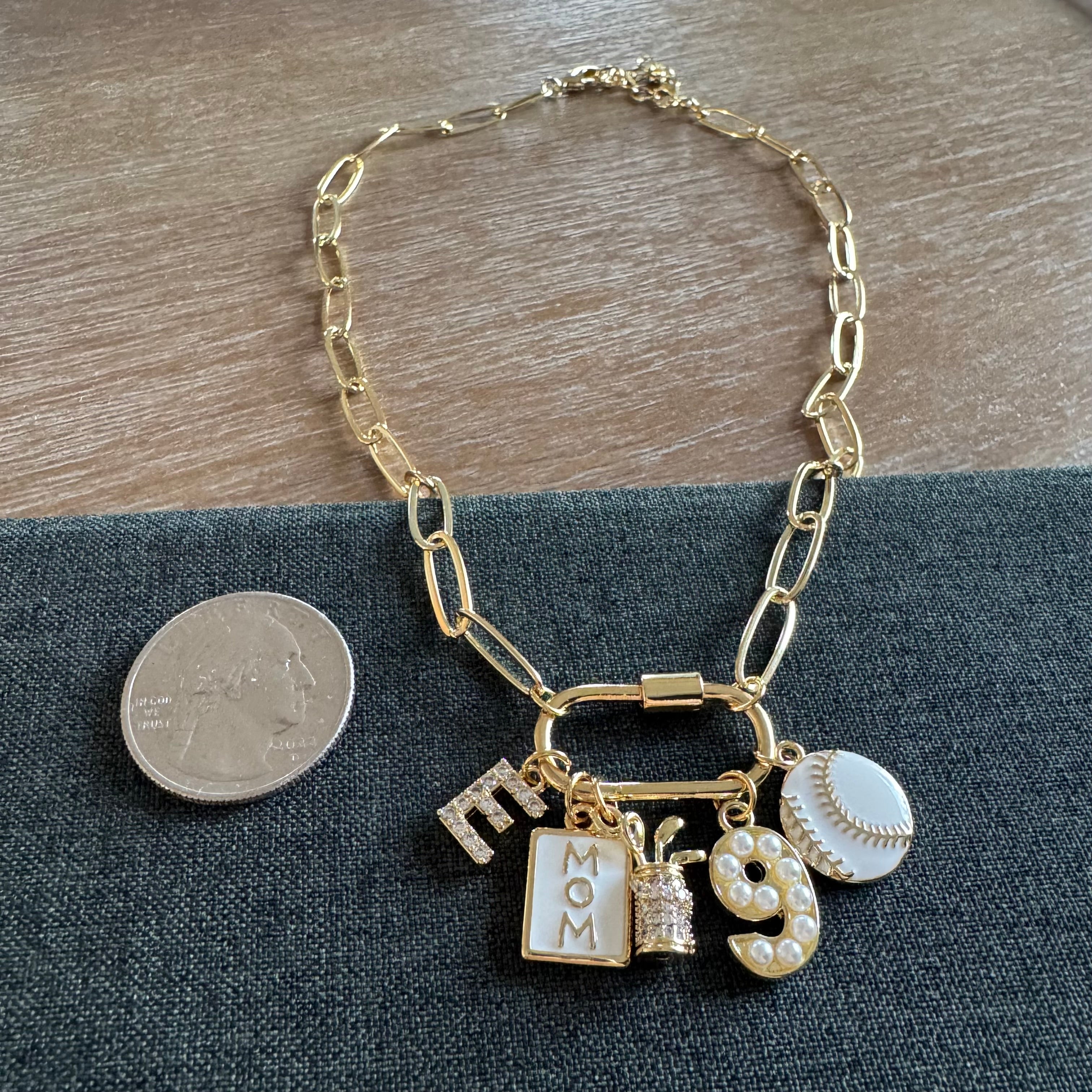 Baseball Mom Golf Mom Carabiner Necklace