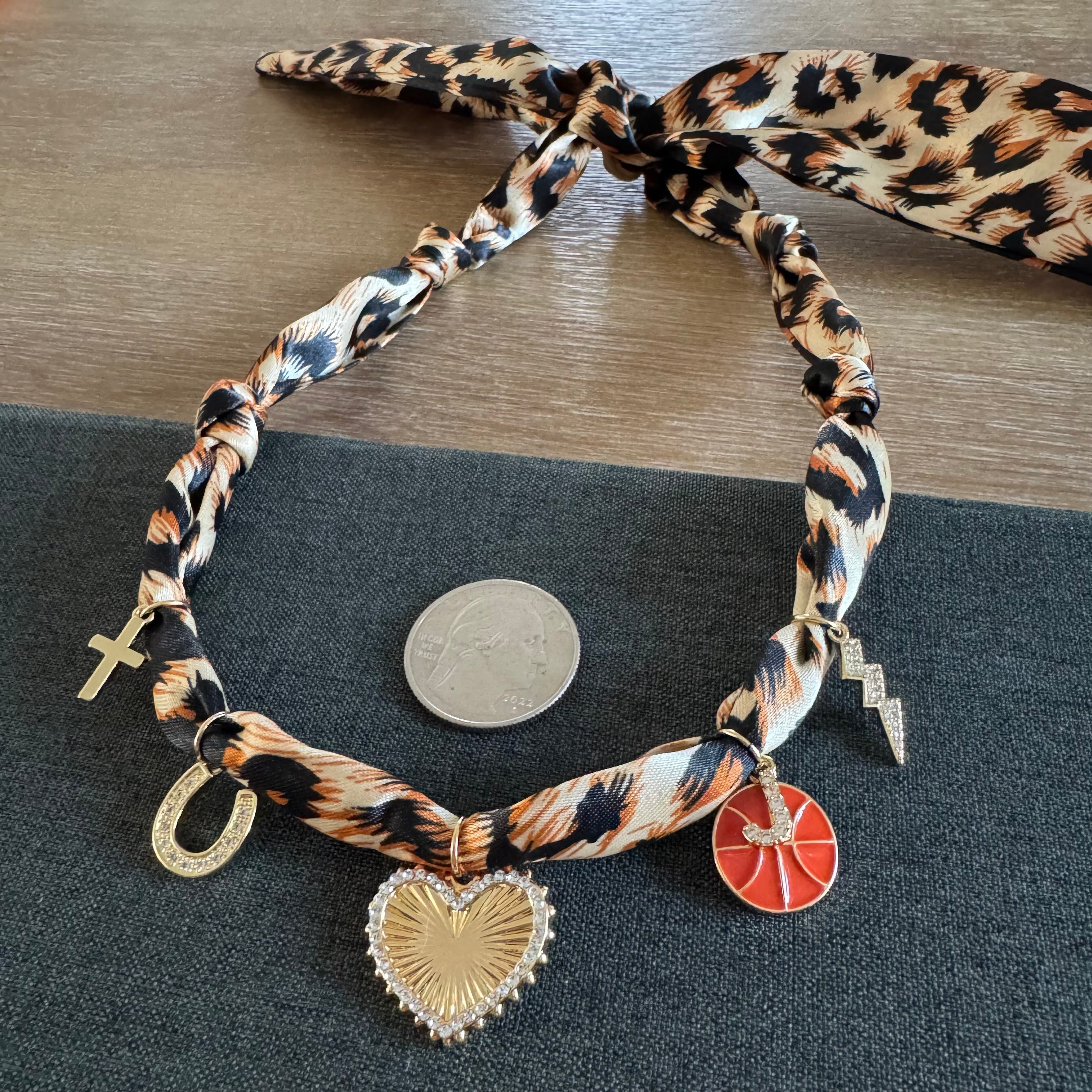 Basketball Initial Bandana Necklace Leopard
