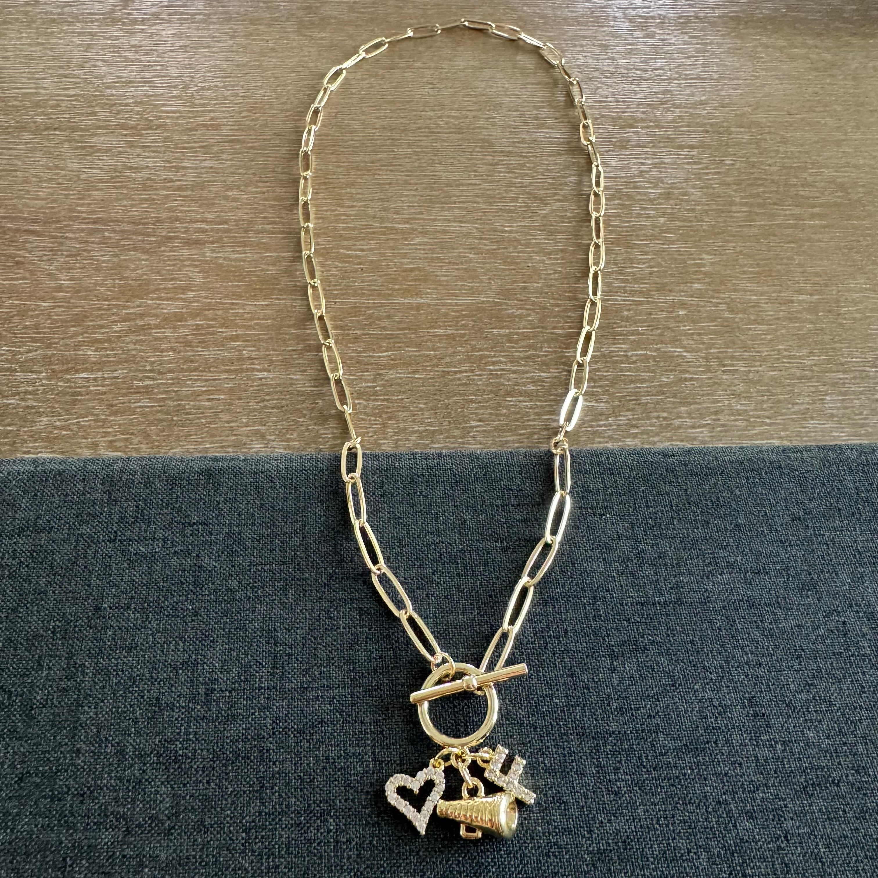 Cheer Charm Cluster Necklace