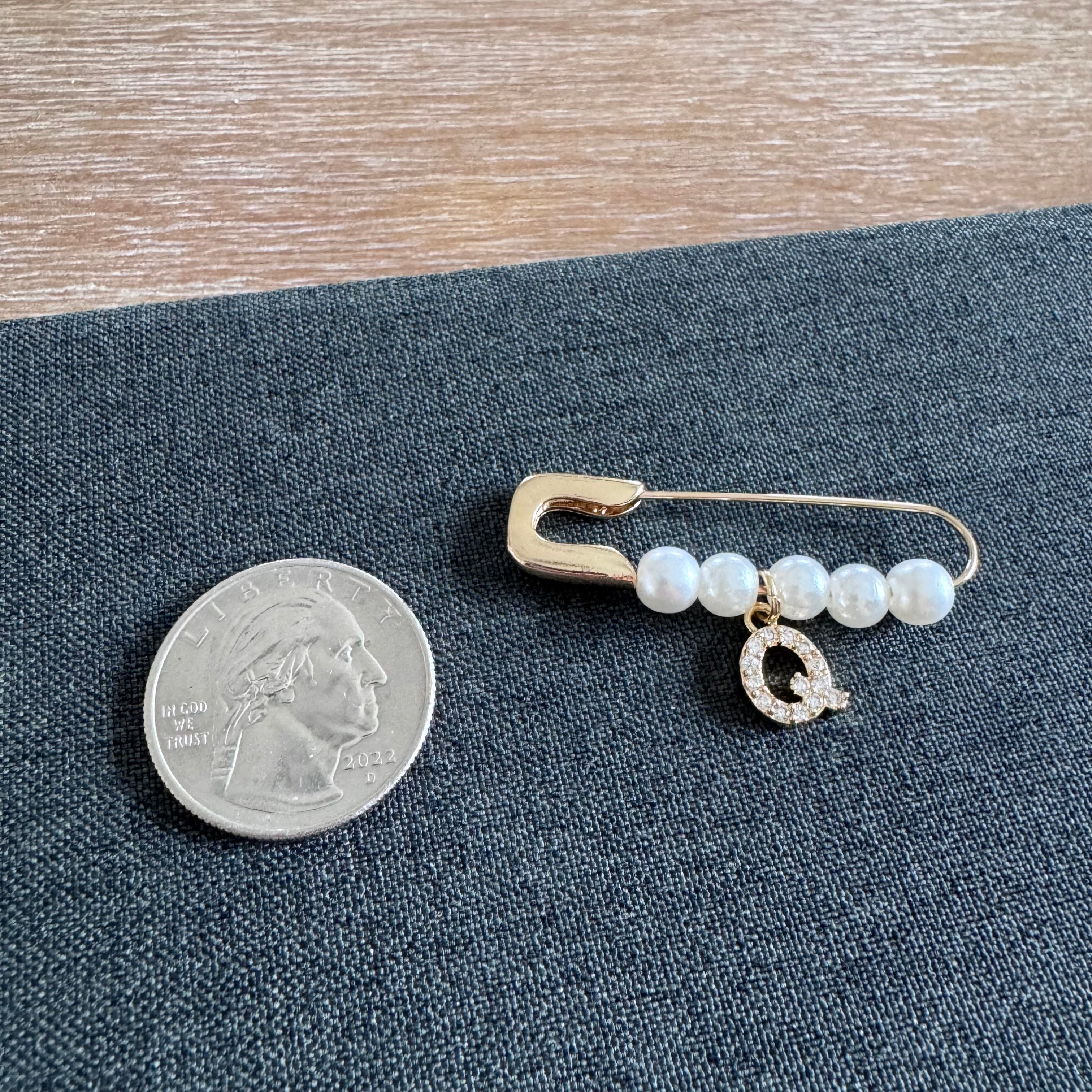 Pearl Pin with Initial